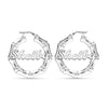 Personalised Customised 925 Sterling Silver Bamboo Name Hoop Earrings for Women and Girls