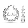 Personalised Customised 925 Sterling Silver Bamboo Name Hoop Earrings for Women and Girls