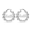 Personalised Customised 925 Sterling Silver Bamboo Name Hoop Earrings for Women and Girls 40 MM
