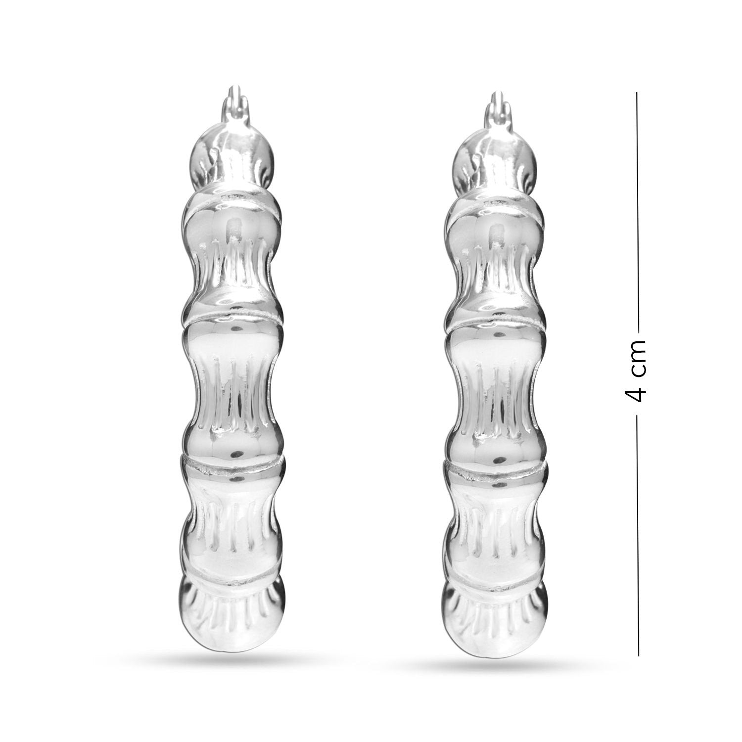 Personalised Customised 925 Sterling Silver Bamboo Name Hoop Earrings for Women and Girls 40 MM