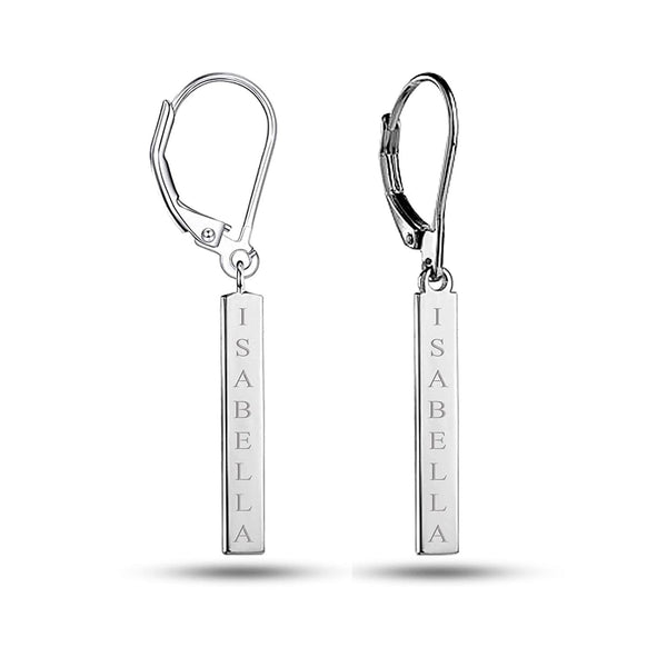 Personalised 925 Sterling Silver Engraved Tag Earrings for Teen Women