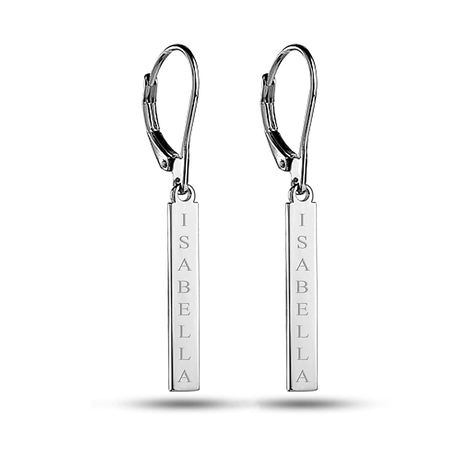 Personalised 925 Sterling Silver Engraved Tag Earrings for Teen Women