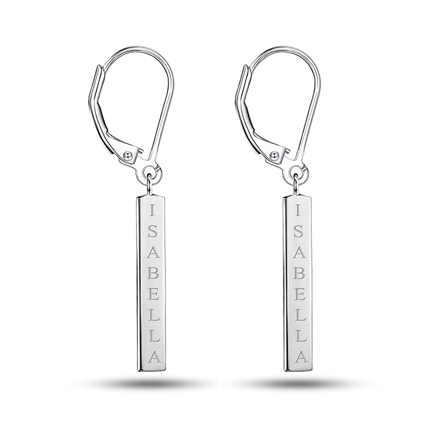 Personalised 925 Sterling Silver Engraved Tag Earrings for Teen Women