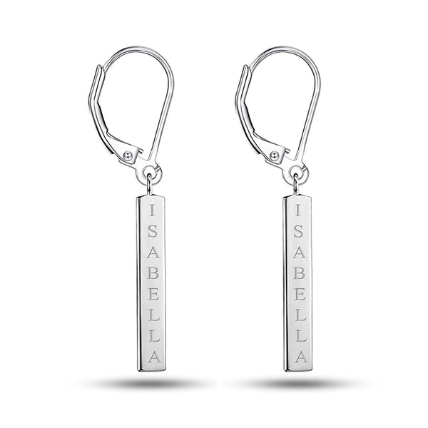 Personalised 925 Sterling Silver Engraved Tag Earrings for Teen Women