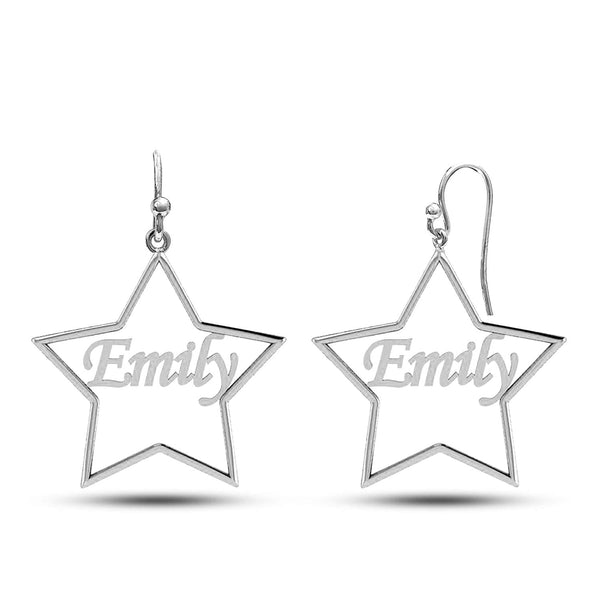 Personalised 925 Sterling Silver Name Star Shape Earring for Teen Women