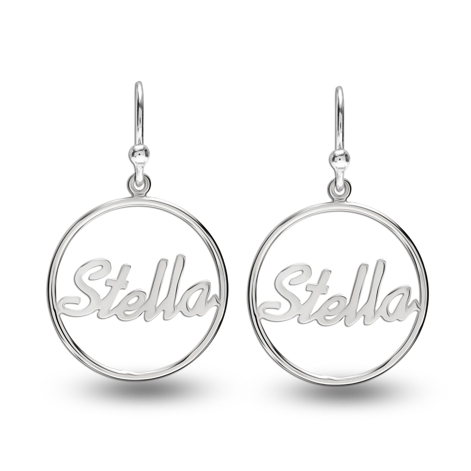 Personalised 925 Sterling Silver Name Round Shape Earring for Teen Women