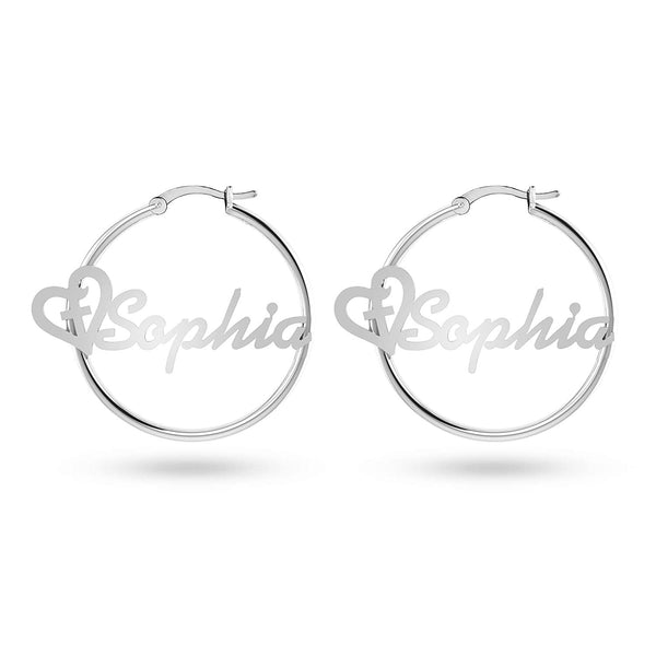 Personalised 925 Sterling Silver Heart Name ClickTop Hoop Earrings with Personalised Photo & Message BOX for Teen Women