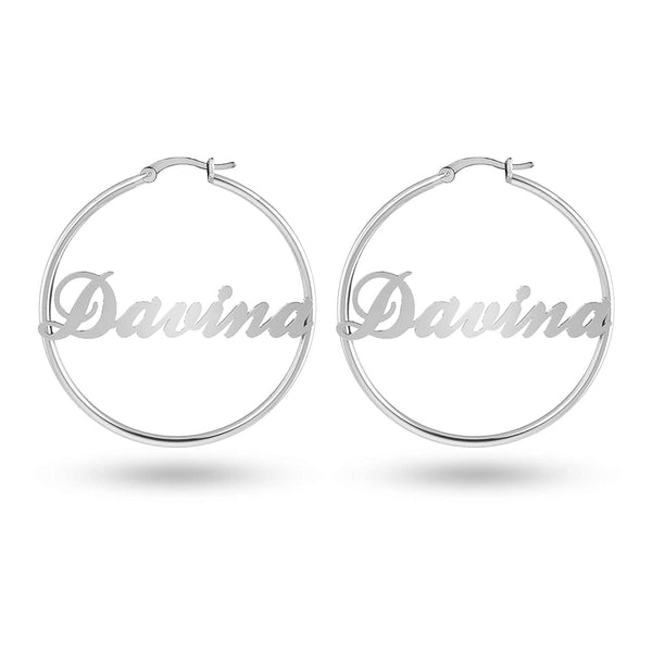 Personalised 925 Sterling Silver Name ClickTop Hoop Earrings for Teen Women