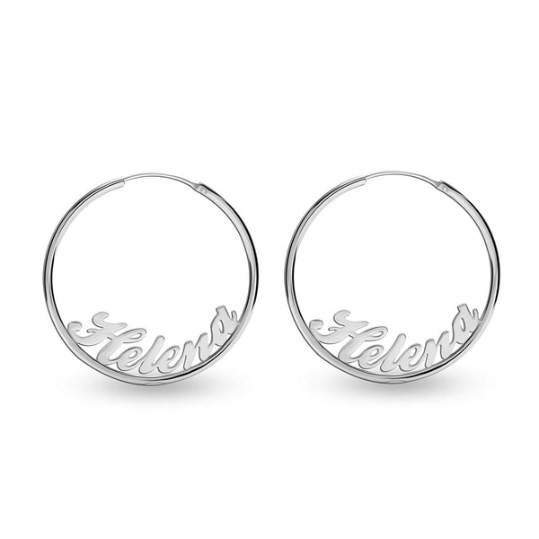 Personalised 925 Sterling Silver Name Endless Hoop Earrings with Personalised Photo & Message BOX for Teen Women