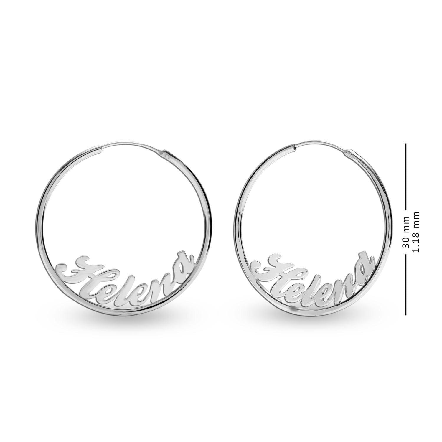 Personalised 925 Sterling Silver Name Endless Hoop Earrings for Teen Women