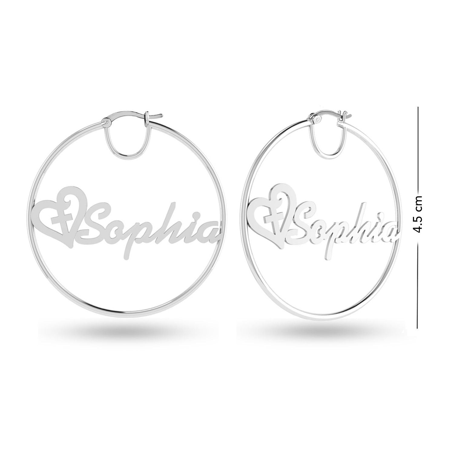 Personalised 925 Sterling Silver Heart Name BIG Hoop Earrings for Teen Women