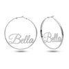 Personalised 925 Sterling Silver Name Clutchless Hoop Earrings with Personalised Message BOX for Teen Women
