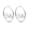 Personalised 925 Sterling Silver Name Clutchless Hoop Earrings with Personalised Message BOX for Teen Women