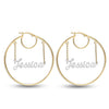 Personalised 925 Sterling Silver Click Top Hoop Name Earrings for Teen Women 60 MM
