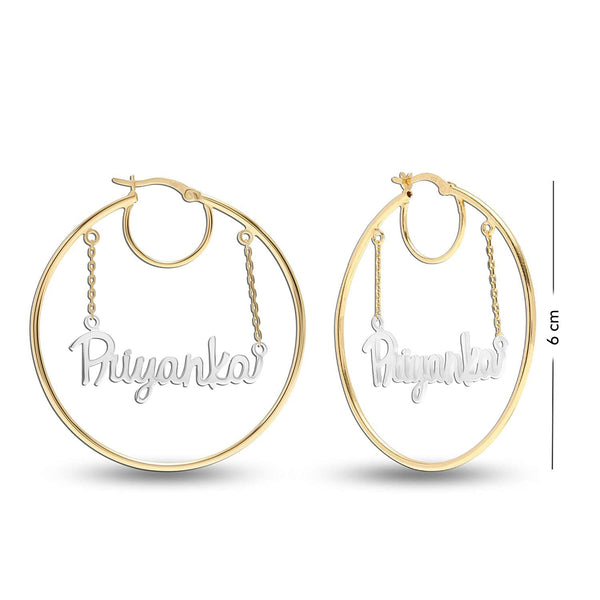 Personalised 925 Sterling Silver Click Top Hoop Name Earrings for Teen Women 60 MM