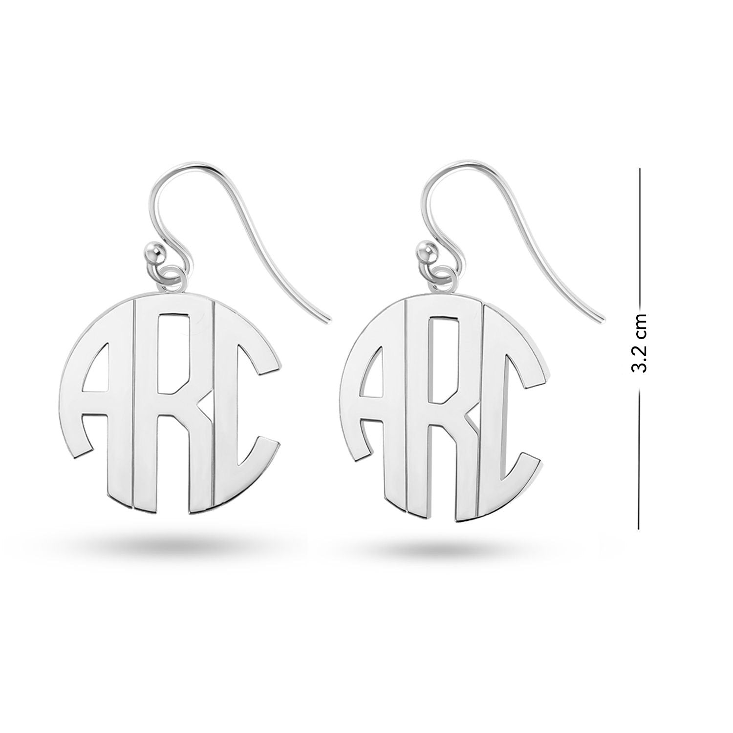 Personalised 925 Sterling Silver Monogram Initial Ear Earrings for Teen Women