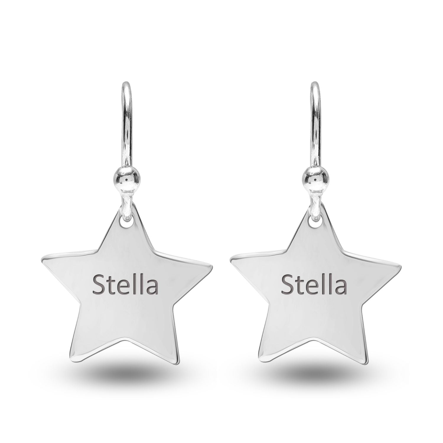 Personalised 925 Sterling Silver Engraved Name Star Earrings for Teen Women