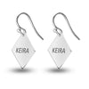 Personalised 925 Sterling Silver Engraved Name Square Earrings for Teen Women