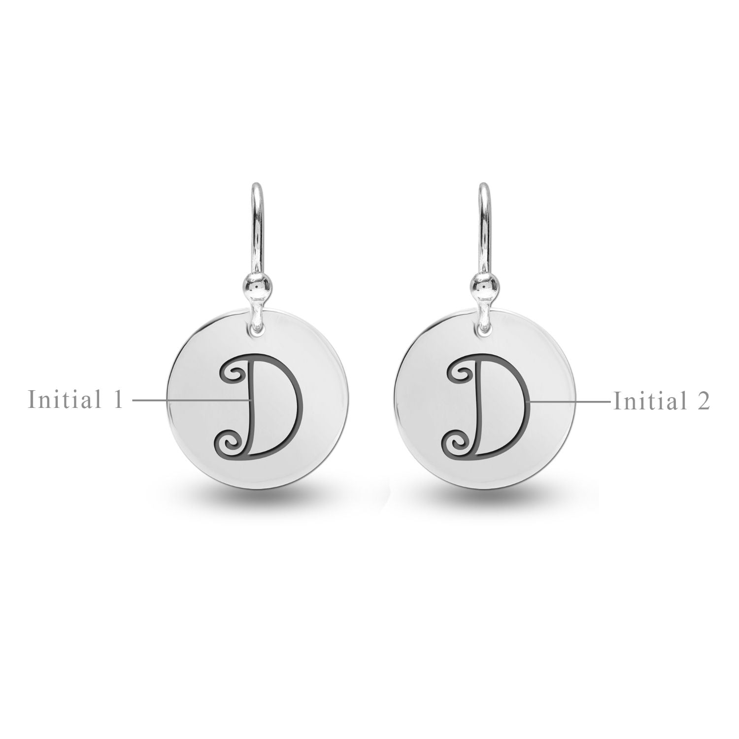 Personalised 925 Sterling Silver Monogram Initial Earrings for Teen Women