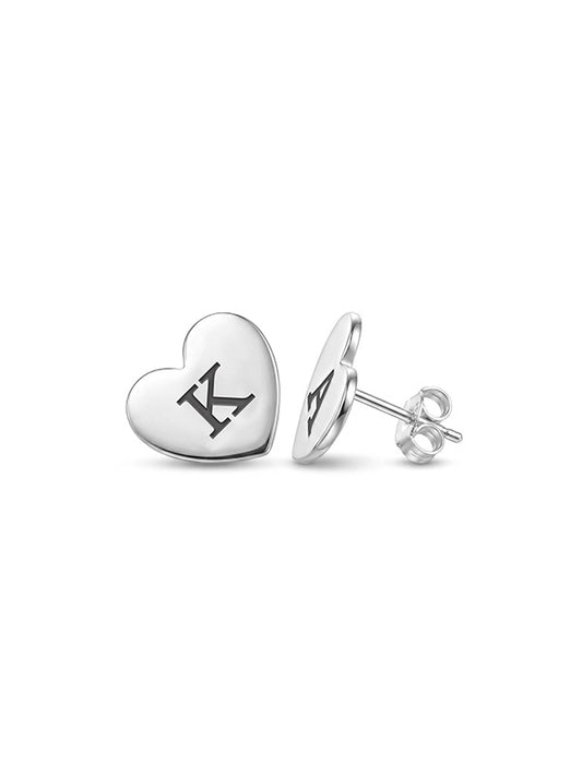 Amora Personalized Initial Heart Women's Studs