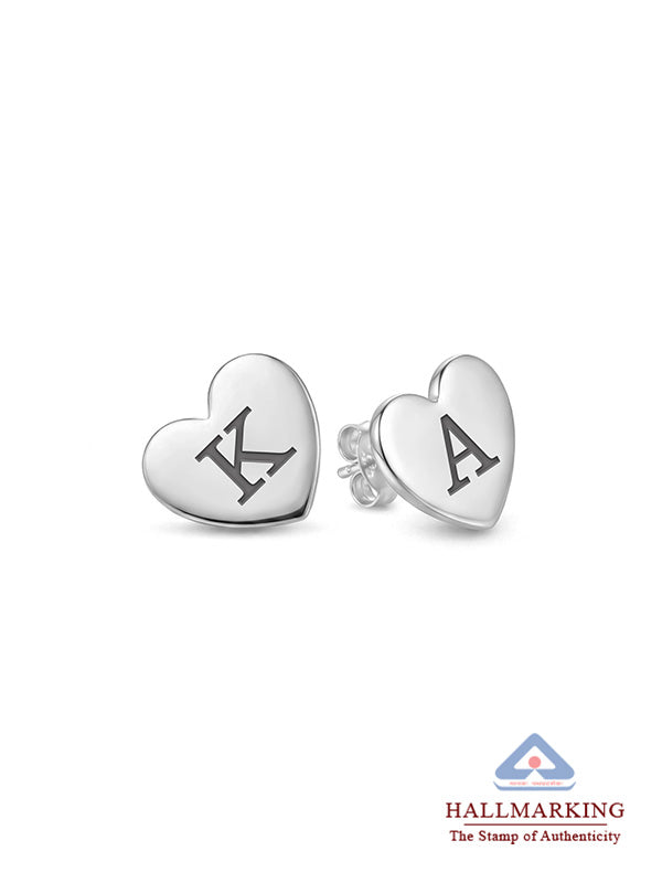 Personalized Initial Heart Studs