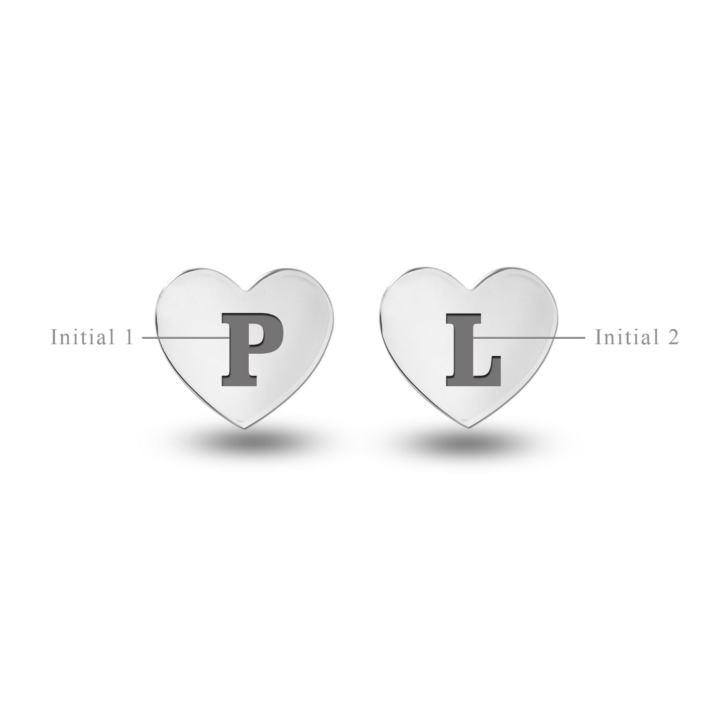 Personalised 925 Sterling Silver Initial Heart Stud Earrings with Personalised Photo & Message BOX for Teen Women