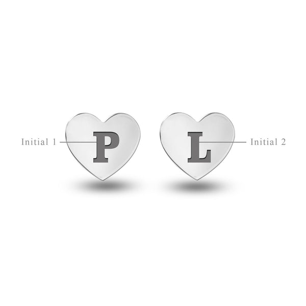 Personalised 925 Sterling Silver Initial Heart Stud Earrings with Personalised Photo & Message BOX for Teen Women
