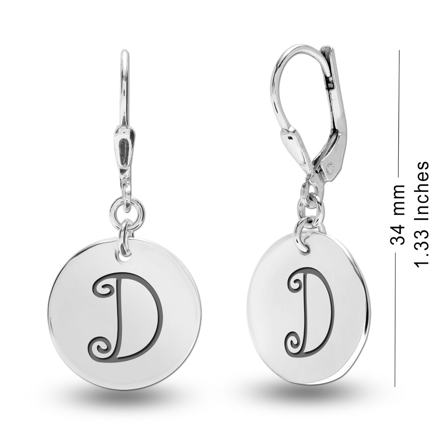 Personalised 925 Sterling Silver Monogram Initial Earrings for Teen Women