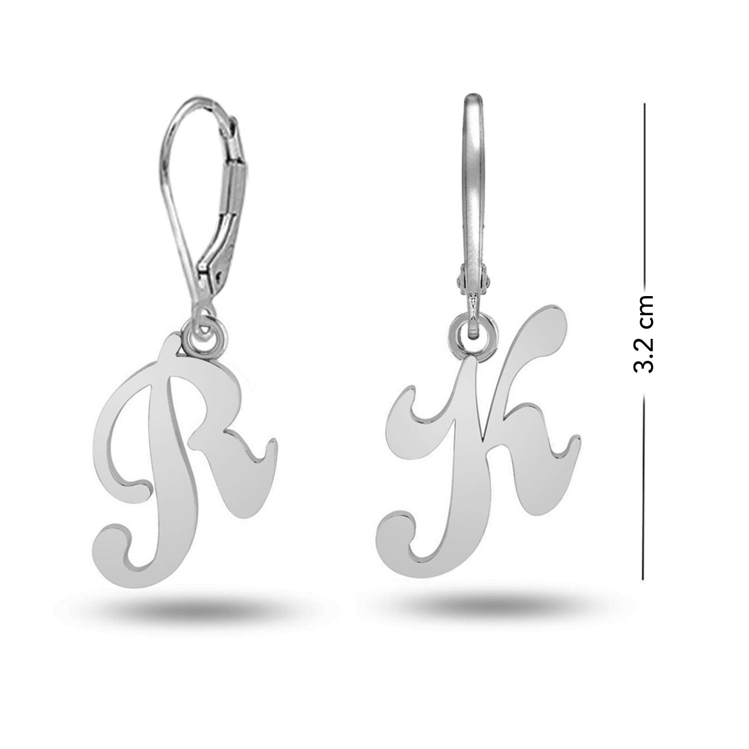 Personalised 925 Sterling Silver Initial Alphabet Earrings for Teen Women