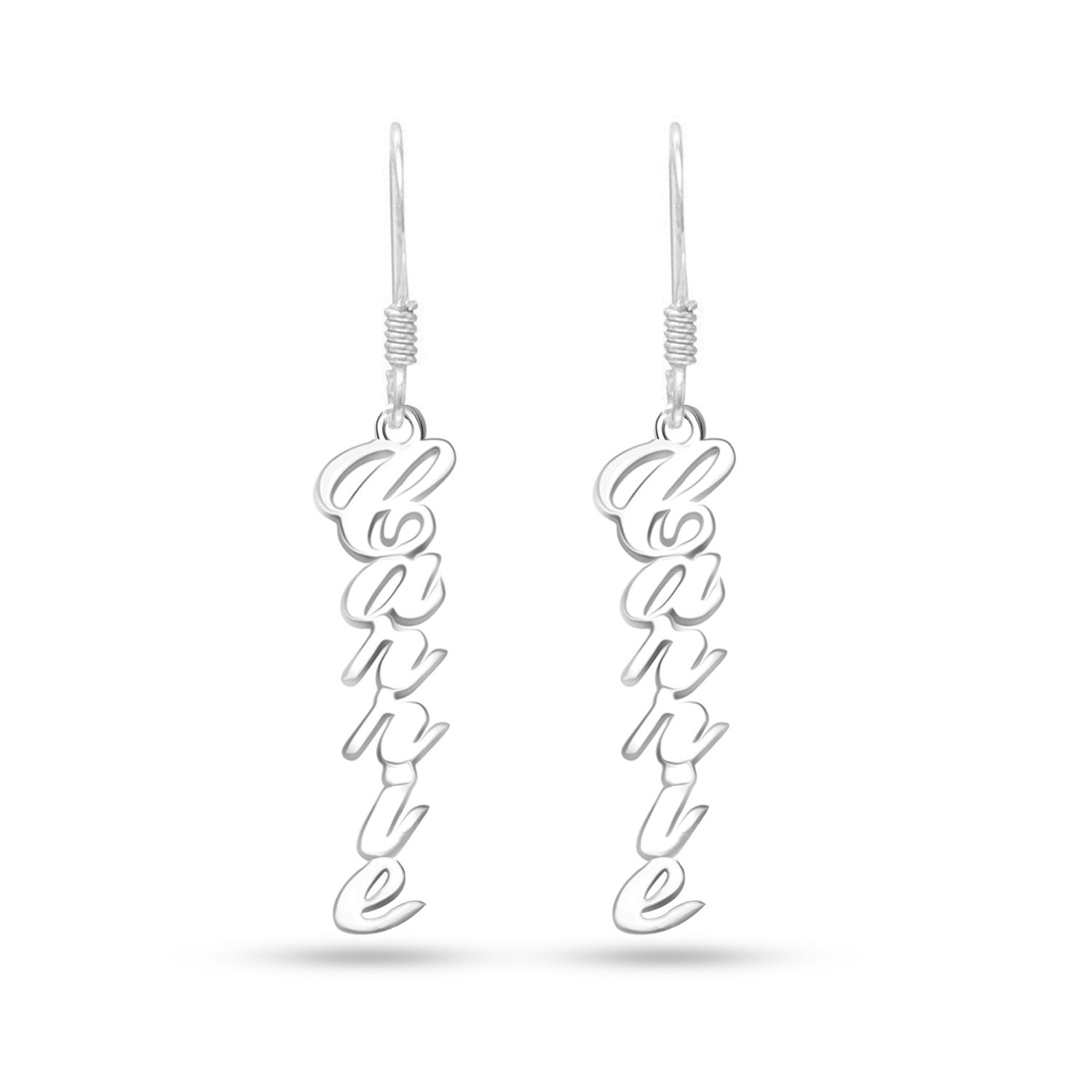 Personalised 925 Sterling Silver Name French Wire Dangle Earrings for Teen Women