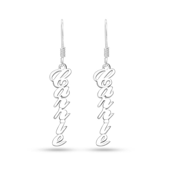 Personalised 925 Sterling Silver Name French Wire Dangle Earrings for Teen Women