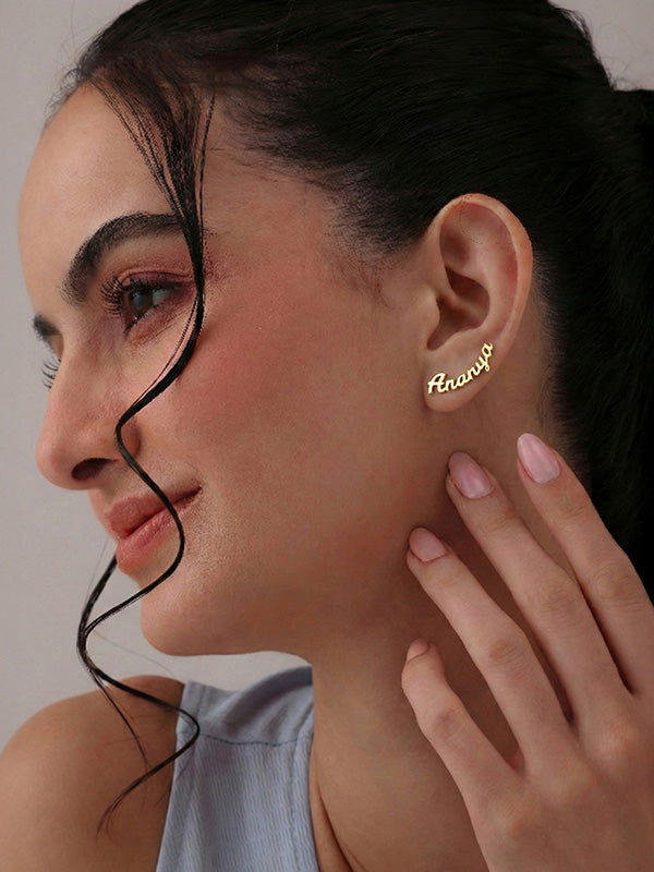 Personalized Gold Name Studs for women