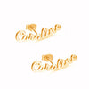 Personalised 925 Sterling Silver Gold Plated Name Stud Earrings for Teen Women