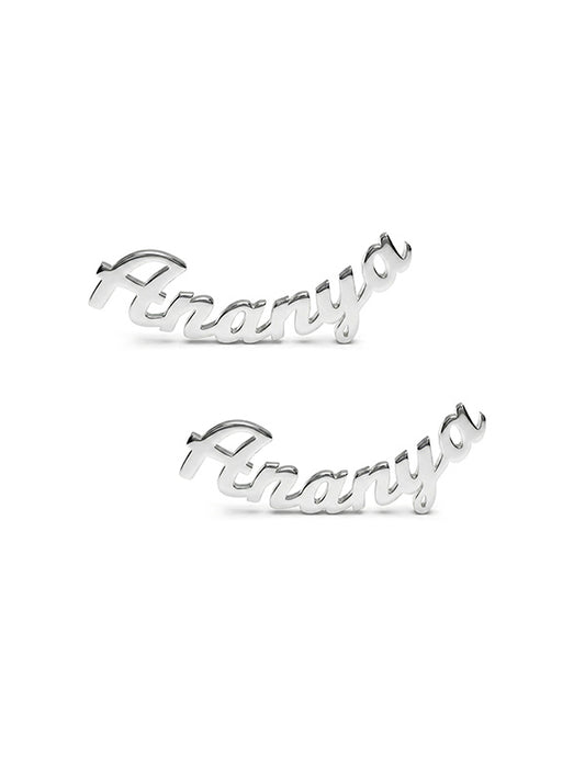 Personalized Silver Name Stud Earrings