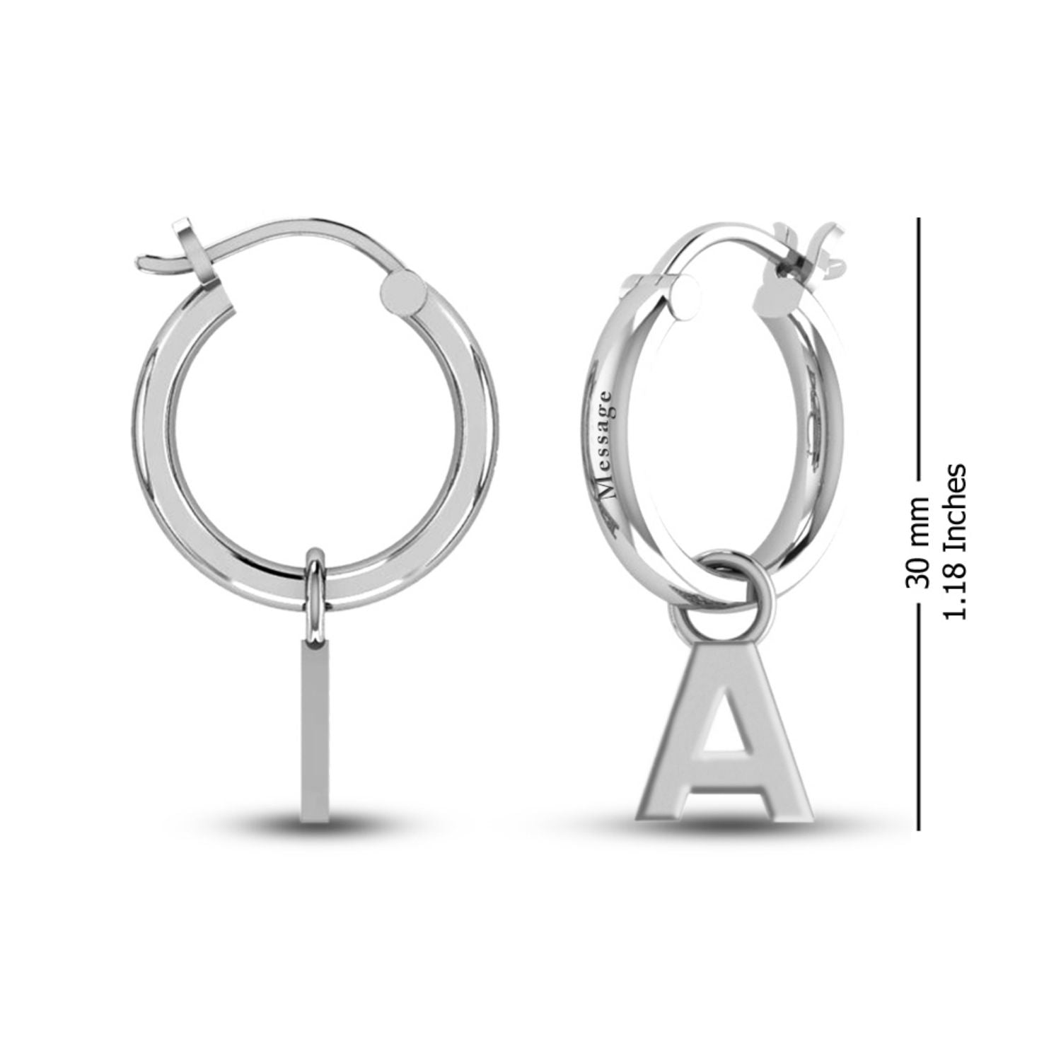 Personalised 925 Sterling Silver Initial ClickTop Hoop Earrings for Teen Women