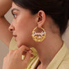 Personalised Customised 925 Sterling Silver Two-Tone Bamboo Heart Name Hoop Earrings for Women