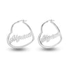 Personalised 925 Sterling Silver Name Heart Hoop Earrings with Personalised Photo & Message BOX for Teen Women