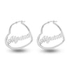Personalised 925 Sterling Silver Name Heart Hoop Earrings with Personalised Photo & Message BOX for Teen Women