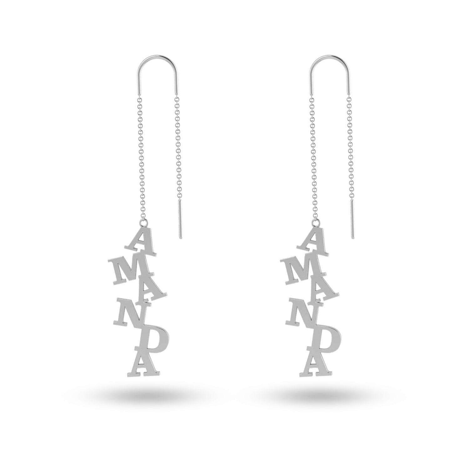 925 Sterling Silver Personalised Name Threader Earrings for Teen Women
