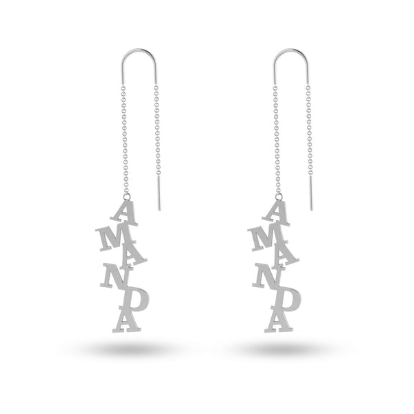 925 Sterling Silver Personalised Name Threader Earrings for Teen Women