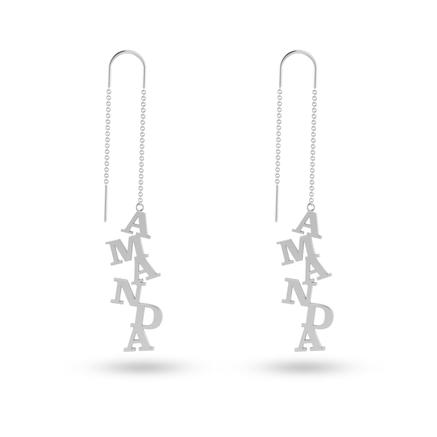 925 Sterling Silver Personalised Name Threader Earrings for Teen Women