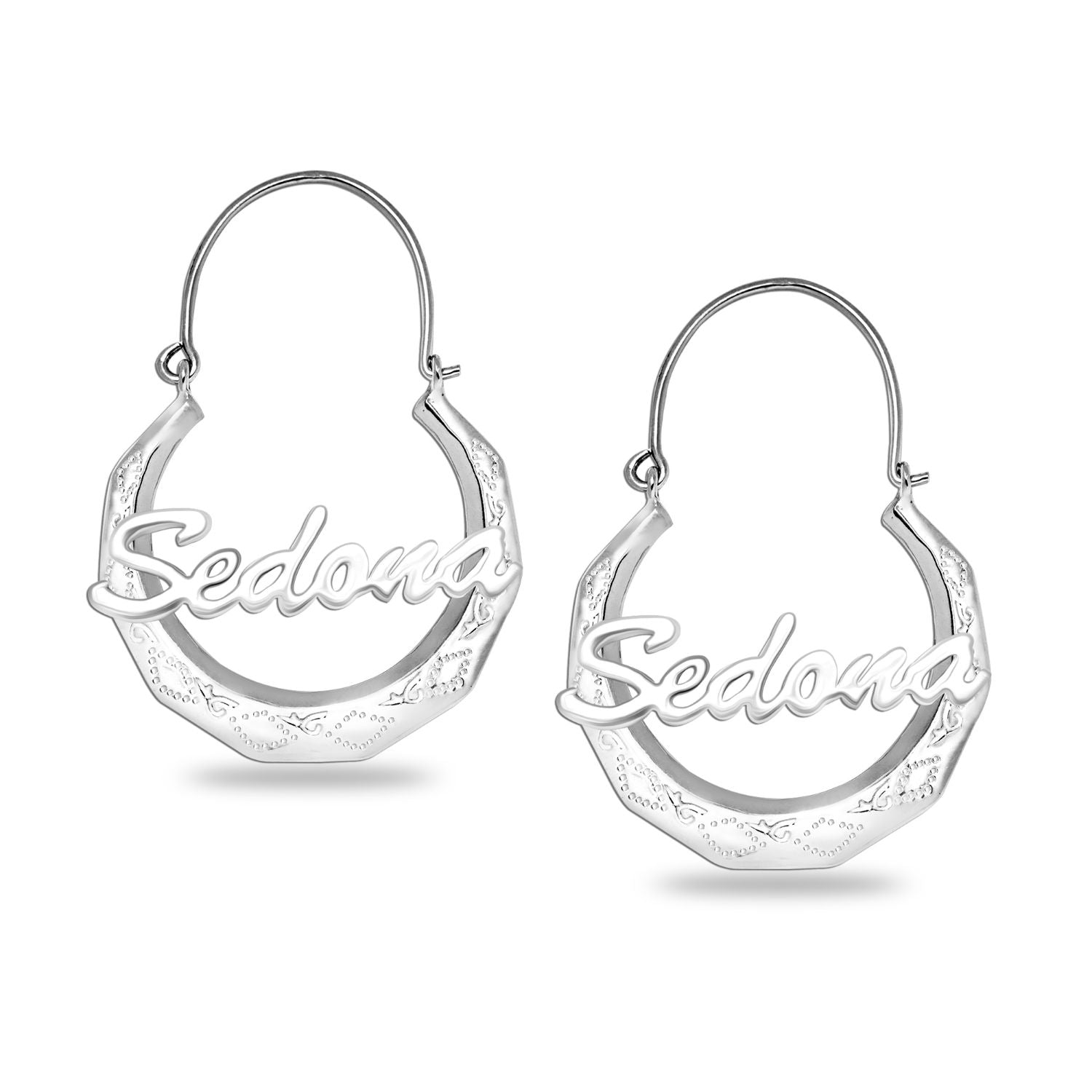 Personalised 925 Sterling Silver Name Gypsy Hoop Earrings for Women Teen