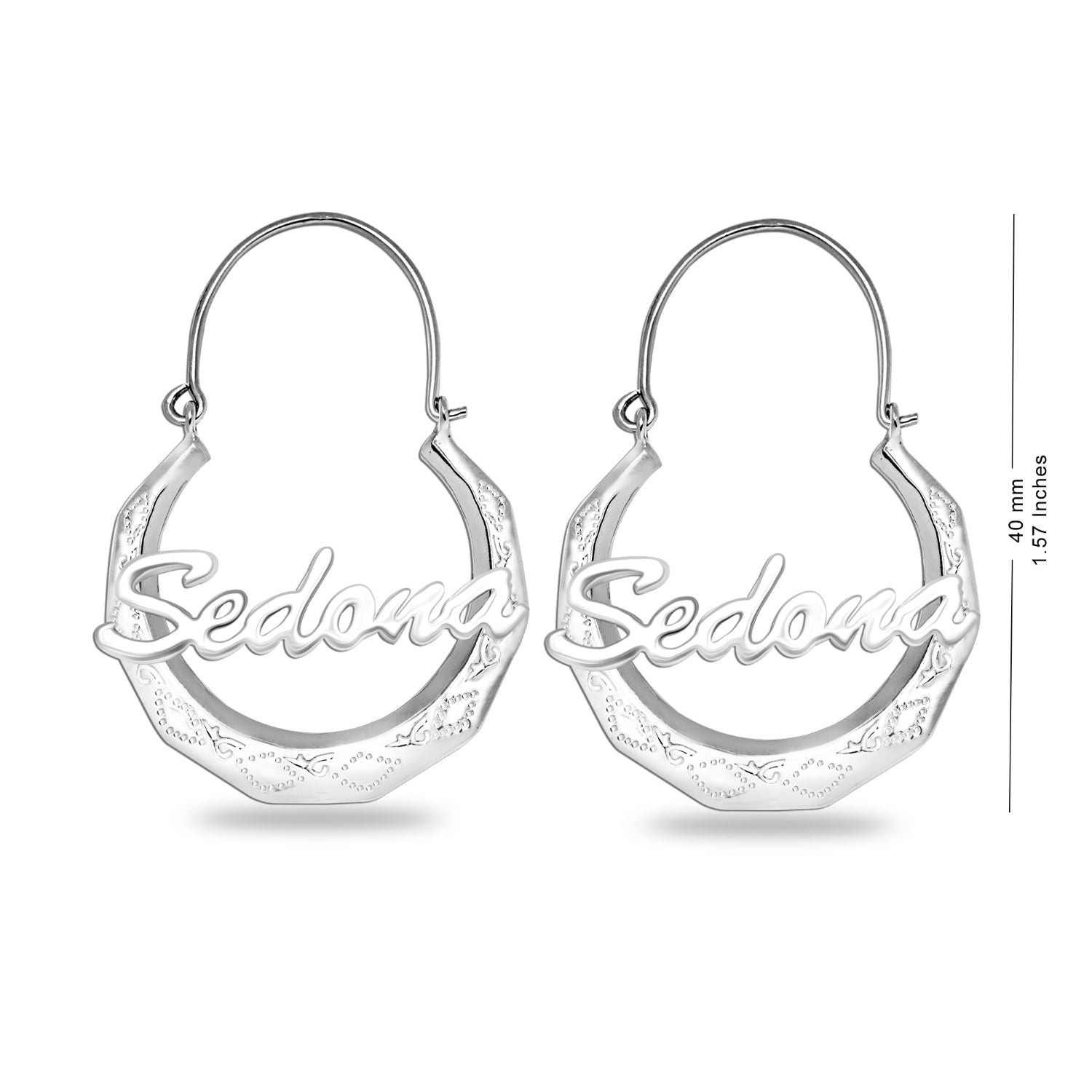 Personalised 925 Sterling Silver Name Gypsy Hoop Earrings for Women Teen