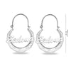 Personalised 925 Sterling Silver Name Gypsy Hoop Earrings for Women Teen