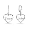 Personalised 925 Sterling Silver Name Heart Lever Back Earrings for Women Teen