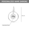 Personalised 925 Sterling Silver Engraved Name Double Circle Drop Earrings for Women