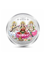 BIS Hallmarked Laxmi Ganesh Saraswati Silver Coin With 999 Purity