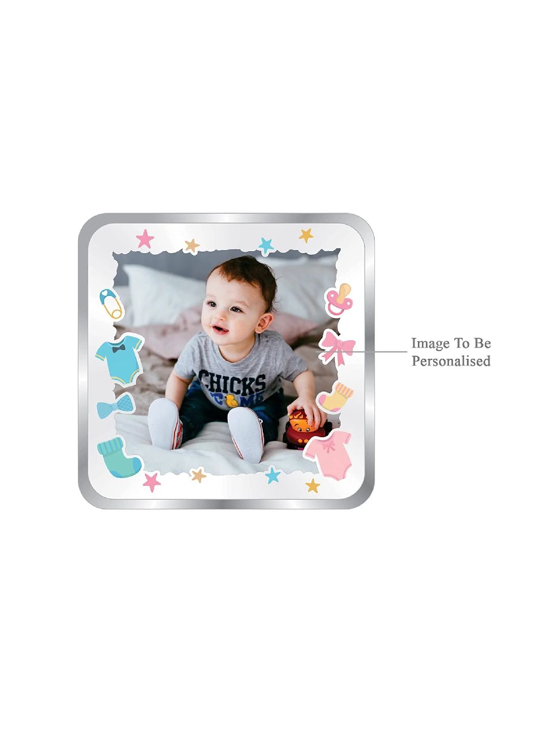 BIS Hallmarked Personalised Silver Square Coin New Born Baby Boy 20 Gram 999 Pure