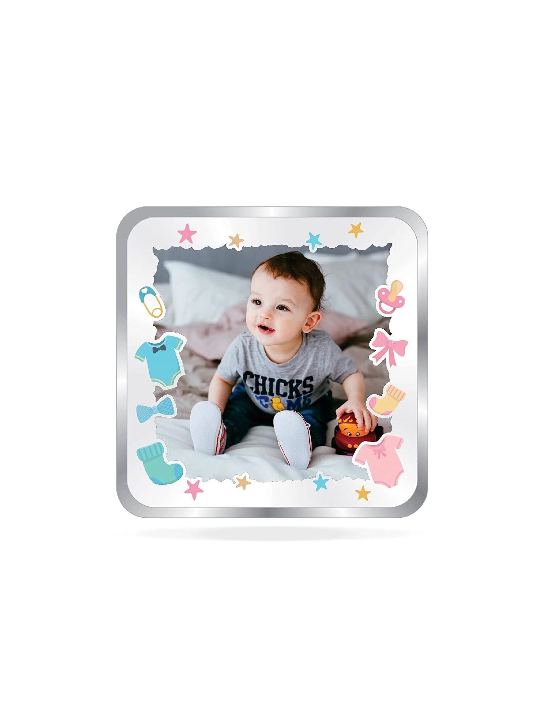 BIS Hallmarked Personalised Silver Square Coin New Born Baby Boy 20 Gram 999 Pure