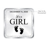 BIS Hallmarked Personalised Silver Square Coin New Born Baby Girl 20 Gram 999 Pure